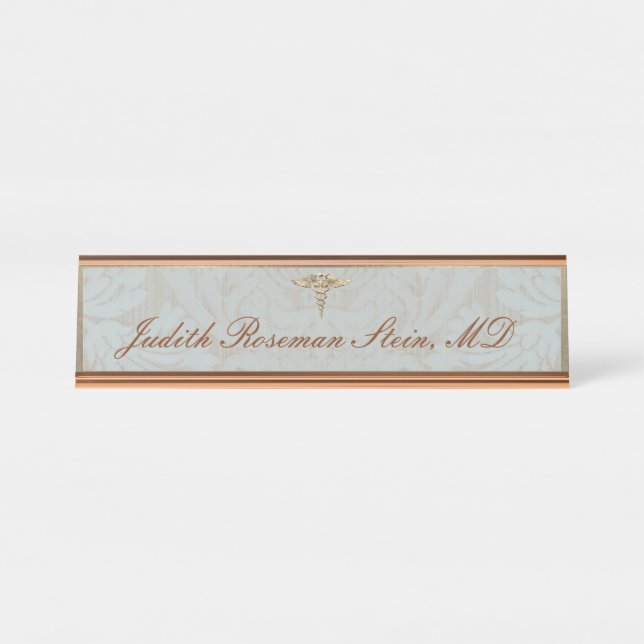 Placa de nombre elegante para profesional médico (Anverso)