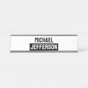 Placa De Nombre Elegante Personalizado personalizado blanco negro
