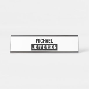 Placa De Nombre Elegante Personalizado personalizado blanco negro