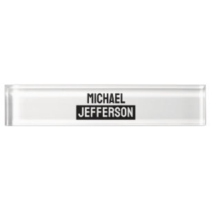 Placa De Nombre Elegante Personalizado personalizado blanco negro