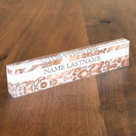 Placa De Nombre Elegante profesional de mármol blanco de coral