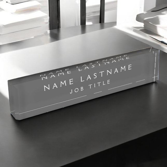 Placa De Nombre Elegante Profesional Gris White (Subido por el creador)