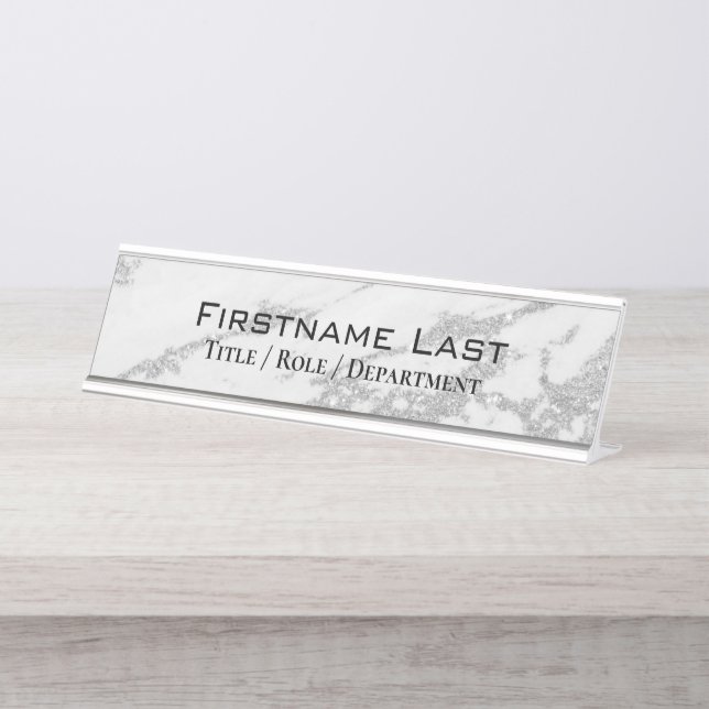 Placa De Nombre Elegante puerta de Personalizado de mármol blanco  (Anverso)
