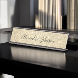 Placa De Nombre Elegante Purpurina de oro de lujo Sparkle Moderno