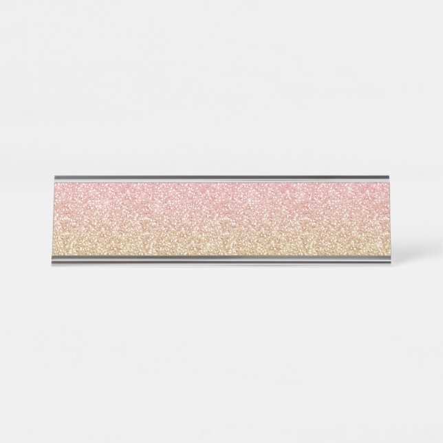 Placa De Nombre Elegante Purpurina dorado y Rosa de oro - Imagen d (Anverso)