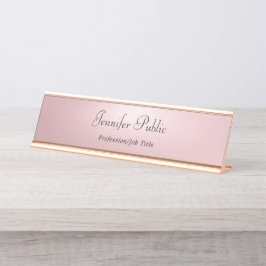 Placa De Nombre Elegante Rosa Gold Moderno Plantilla Profesional