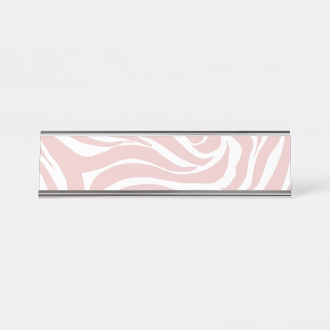 Placa De Nombre Elegante Rubor Pink Zebra White Animal Print (Anverso)