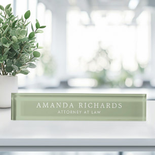 Placa De Nombre Elegante sabio verde y blanco de moda