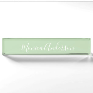 Placa De Nombre Elegante verde claro
