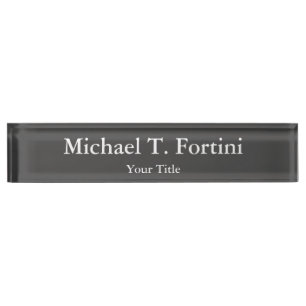 Placa De Nombre Elegante y elegante estilo gris