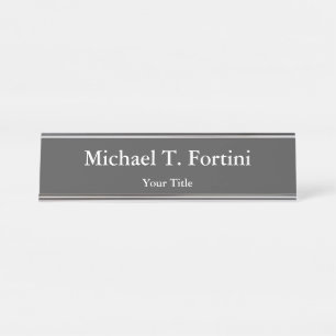 Placa De Nombre Elegante y elegante estilo gris