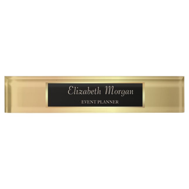 Placa De Nombre Elegante y elegante oro (Anverso)