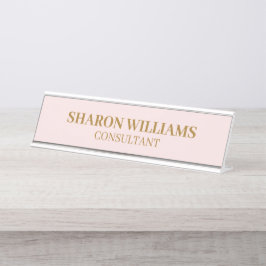 Placa De Nombre Elegante y elegante Rubor Profesional Pink Minimal
