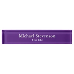 Placa De Nombre Elegante y exclusivo Minimalista Real Púrpura