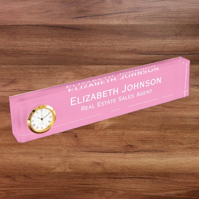 Placa De Nombre Elegante y moderna oficina profesional de negocios (Elegant Modern Professional Pink Business Office Desk Name Plate)