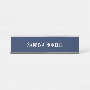 Placa De Nombre Elegante y único blanco simple azul