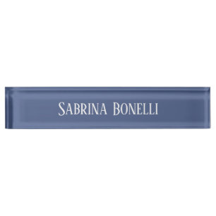 Placa De Nombre Elegante y único blanco simple azul