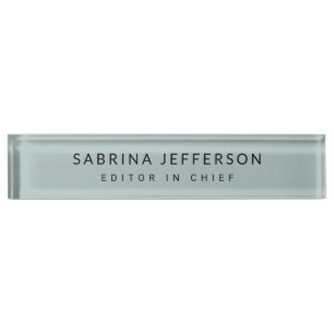 Placa De Nombre Elegante y único estilo sencillo azul claro Minima