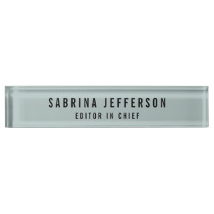 Placa De Nombre Elegante y único estilo sencillo azul claro Minima