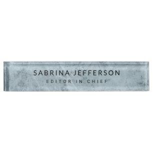 Placa De Nombre Elegante y único estilo sencillo azul claro Minima