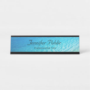 Placa De Nombre Elegantes olas de mar azul naturaleza moderna de p