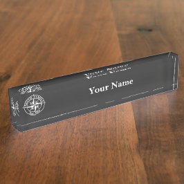 Placa De Nombre Emblema personalizable de monograma de estrella de