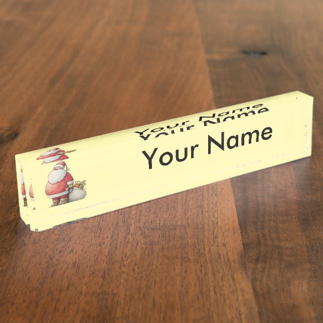 Placa De Nombre Emerald Simple Cute Santa  (Lateral)