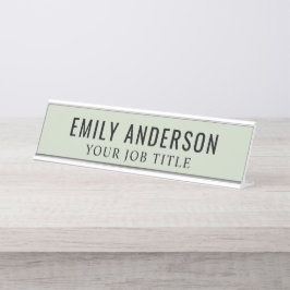 Placa De Nombre Empleado de la oficina verde sage moderna