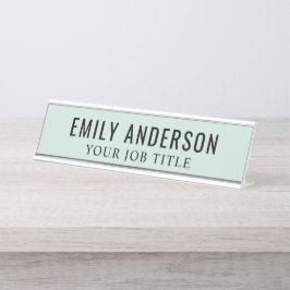 Placa De Nombre Empleado de oficina moderna de Mist Green