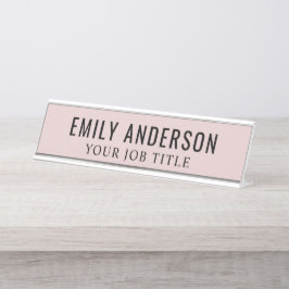 Placa De Nombre Empleado de oficina rosa Rosa moderno