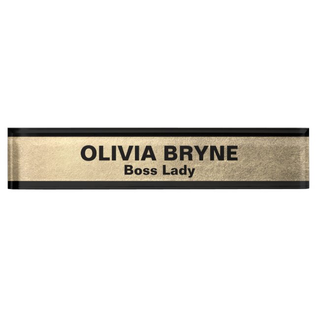 Placa De Nombre Empleado negro de oro (Anverso)