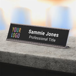 Placa De Nombre Empleados Office Desk Nameplate Business Logo Blac