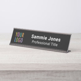 Placa De Nombre Empleados Office Desk Nameplate Business Logo Blac