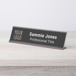 Placa De Nombre Empleados Office Desk Nameplate Business Logo Blac