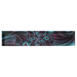 Placa De Nombre En profundidad Arte fractal rosa azul abstracto ab