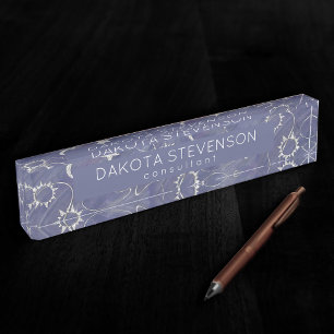Placa De Nombre Encantador de Mystique Amulet Sun de Silver Moon