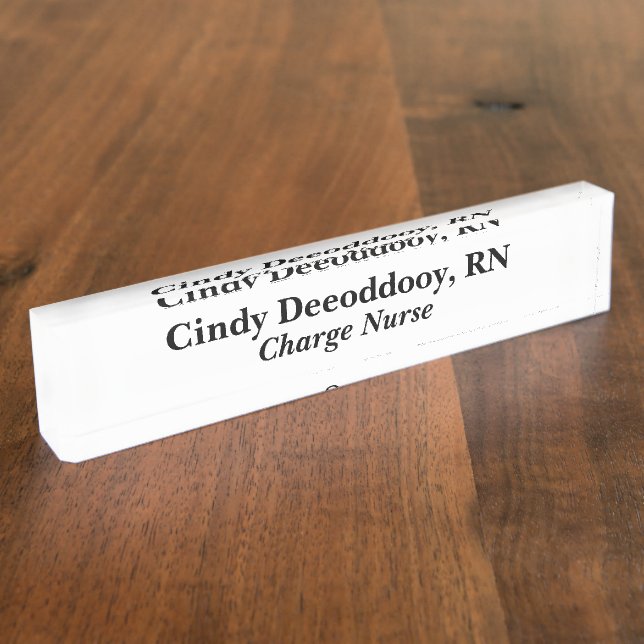 Placa De Nombre Enfermera a Cargo Acrílico Blanco (Lateral)