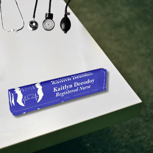 Placa De Nombre Enfermera Registrada RN Azul