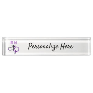 Placa De Nombre Enfermería RN Stethoscope Personalizado