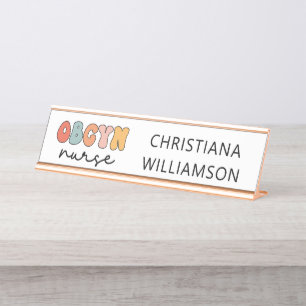 Placa De Nombre Enfermero Retro OBGYN personalizado