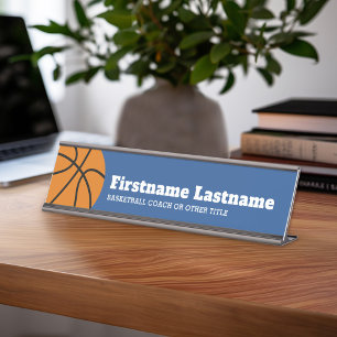 Placa De Nombre Entrenador de baloncesto o profesor de educación 