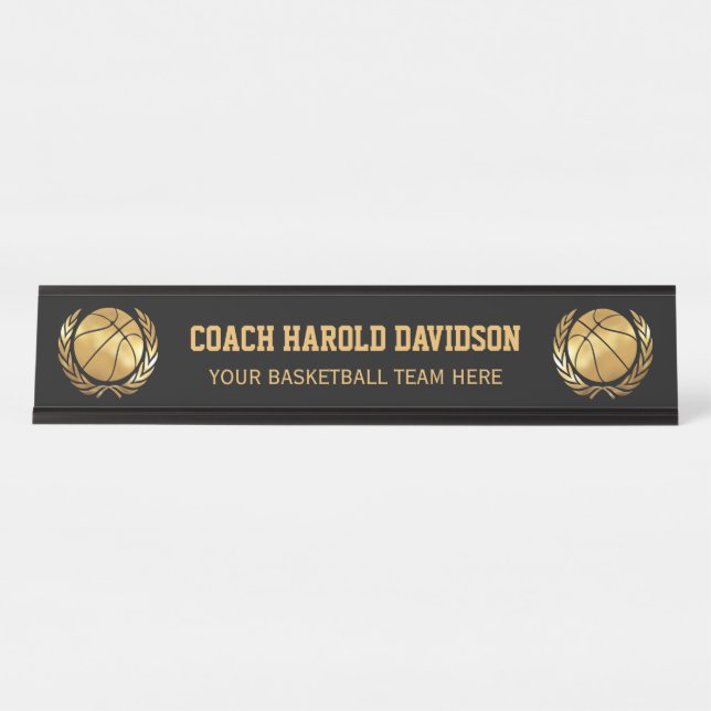 Placa De Nombre Entrenador de béisbol del oro (Anverso)