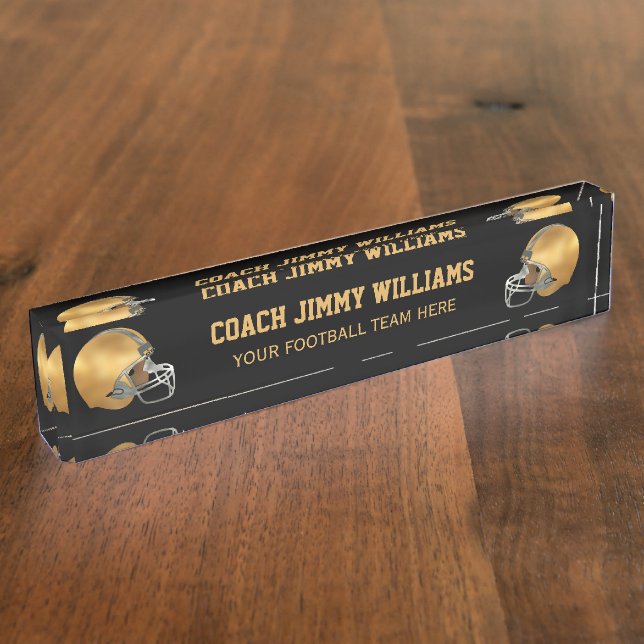 Placa De Nombre Entrenador de fútbol del oro (Lateral)