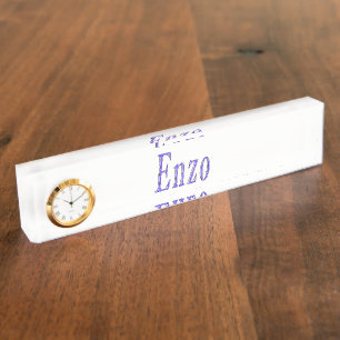 Placa De Nombre Enzo,_Name,_Logo, Desktop Name Plate Con Reloj.