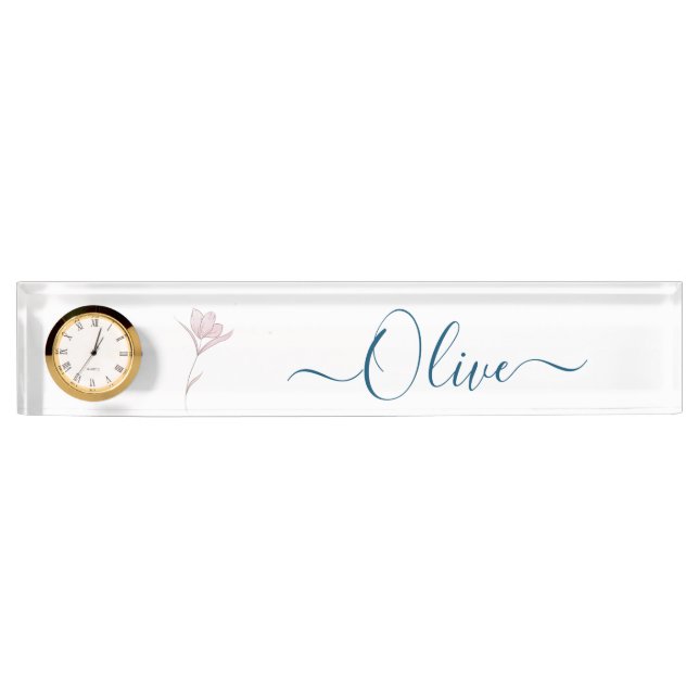 Placa De Nombre Escritorio acrílico de dibujos florales personaliz (Anverso)
