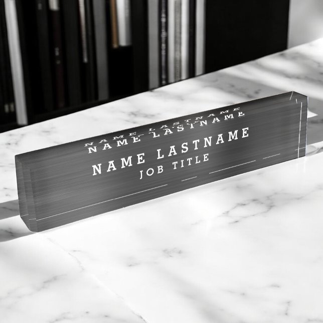 Placa De Nombre Escritorio blanco negro elegante profesional (Subido por el creador)