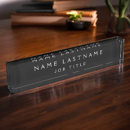 Placa De Nombre Escritorio blanco negro elegante profesional
