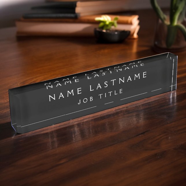 Placa De Nombre Escritorio blanco negro elegante profesional (Subido por el creador)