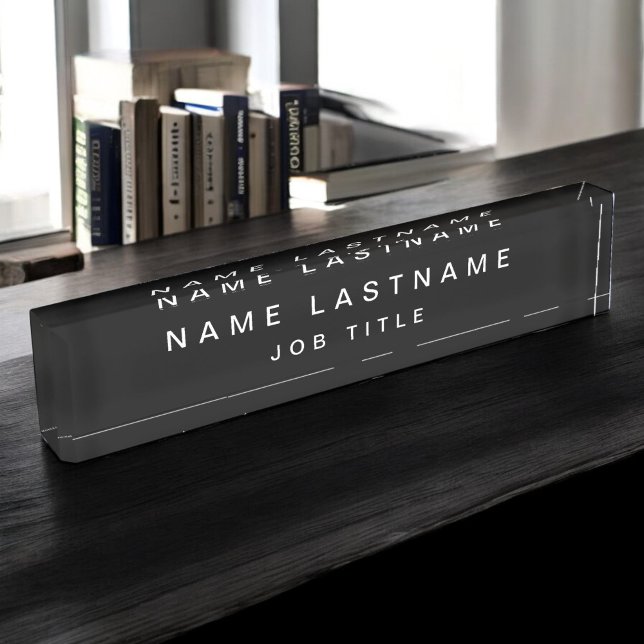 Placa De Nombre Escritorio blanco negro elegante profesional (Subido por el creador)