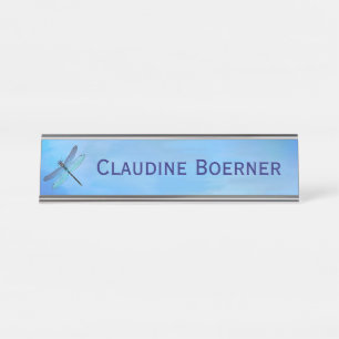 Placa De Nombre Escritorio de la mosca azul del Bonito colgando pa